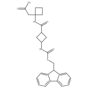 2-{1-[3-({[(9H-fluoren-9-yl)methoxy]carbonyl}amino)cyclobutaneamido]cyclobutyl}acetic acid Structure
