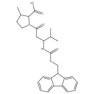 1-[3-({[(9H-fluoren-9-yl)methoxy]carbonyl}amino)-4-methylpentanoyl]-3-methylpyrrolidine-2-carboxylic acid结构式