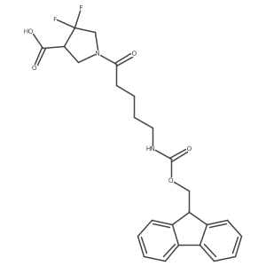1-[5-({[(9H-fluoren-9-yl)methoxy]carbonyl}amino)pentanoyl]-4,4-difluoropyrrolidine-3-carboxylic acid结构式