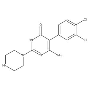6-Amino-5-(3,4-dichlorophenyl)-2-(piperazin-1-yl)-3,4-dihydropyrimidin-4-one结构式