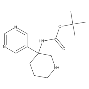 tert-butyl N-[3-(pyrimidin-5-yl)piperidin-3-yl]carbamate结构式