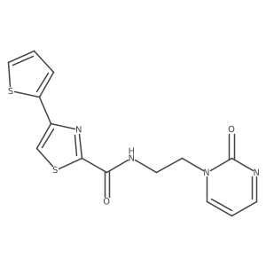 N-(2-(2-oxopyrimidin-1(2H)-yl)ethyl)-4-(thiophen-2-yl)thiazole-2-carboxamide结构式