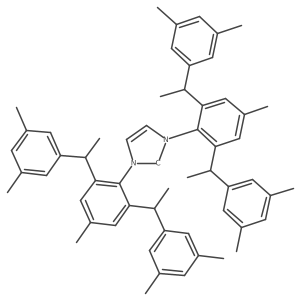 1,3-Dihydro-1,3-bis[4-methyl-2,6-bis[(1R)-1-(3,5-dimethylphenyl)ethyl]phenyl]-2H-imidazol-2-ylidene Structure