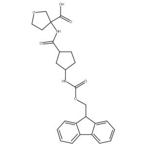 rac-3-[(1R,3S)-3-({[(9H-fluoren-9-yl)methoxy]carbonyl}amino)cyclopentaneamido]oxolane-3-carboxylic acid Structure