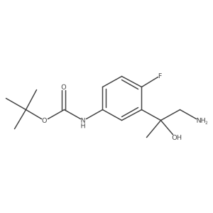 tert-butyl N-[3-(1-amino-2-hydroxypropan-2-yl)-4-fluorophenyl]carbamate结构式