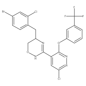 5-[(4-bromo-2-chlorophenyl)methyl]-3-{6-chloro-3-[3-(trifluoromethyl)phenoxy]pyridazin-4-yl}-5,6-dihydro-4H-1,2,4-oxadiazine Structure