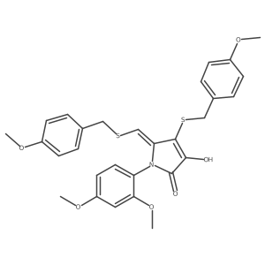 1-(2,4-dimethoxyphenyl)-3-hydroxy-4-((4-methoxybenzyl)thio)-5-(((4-methoxybenzyl)thio)methylene)-1,5-dihydro-2H-pyrrol-2-one Structure