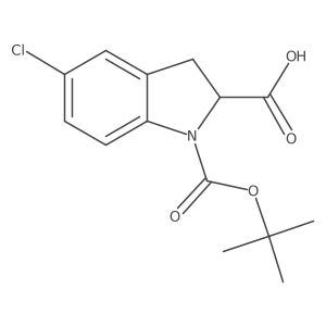(2S)-1-[(tert-butoxy)carbonyl]-5-chloro-2,3-dihydro-1H-indole-2-carboxylic acid结构式