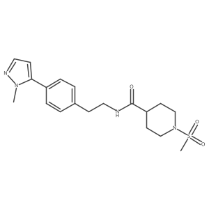 1-methanesulfonyl-N-{2-[4-(1-methyl-1H-pyrazol-5-yl)phenyl]ethyl}piperidine-4-carboxamide结构式