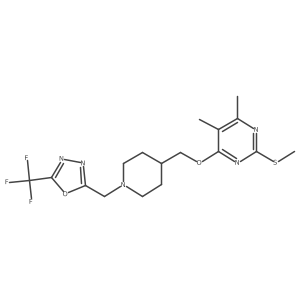4,5-Dimethyl-2-(methylsulfanyl)-6-[(1-{[5-(trifluoromethyl)-1,3,4-oxadiazol-2-yl]methyl}piperidin-4-yl)methoxy]pyrimidine结构式