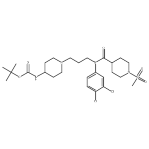 tert-butyl (1-(3-(N-(3,4-dichlorophenyl)-1-(methylsulfonyl)piperidine-4-carboxamido)propyl)piperidin-4-yl)carbamate结构式