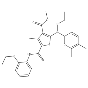 Methyl 2-((5,6-dimethyl-2H-pyran-2-yl)(ethoxy)amino)-5-((2-ethoxyphenyl)carbamoyl)-4-methylthiophene-3-carboxylate Structure