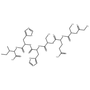 Glycyl-L-seryl-L-glutaminyl-L-seryl-L-histidyl-L-histidyl-L-isoleucine结构式