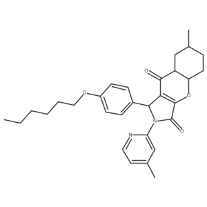 1-(4-hexoxyphenyl)-7-methyl-2-(4-methylpyridin-2-yl)-4a,5,6,7,8,8a-hexahydro-1H-chromeno[2,3-c]pyrrole-3,9-dione Structure