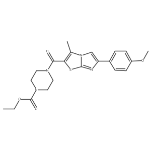 Ethyl 4-[6-(4-methoxyphenyl)-3-methylimidazo[2,1-b][1,3]thiazole-2-carbonyl]piperazine-1-carboxylate结构式