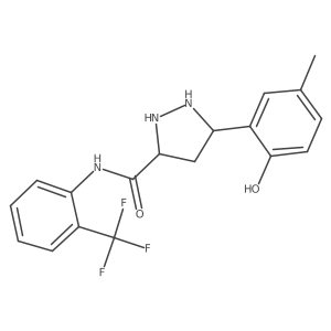 5-(2-hydroxy-5-methylphenyl)-N-[2-(trifluoromethyl)phenyl]pyrazolidine-3-carboxamide结构式
