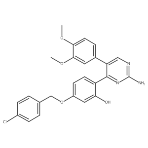 2-(2-Amino-5-(3,4-dimethoxyphenyl)pyrimidin-4-yl)-5-((4-chlorobenzyl)oxy)phenol结构式