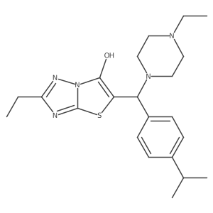 2-Ethyl-5-((4-ethylpiperazin-1-yl)(4-isopropylphenyl)methyl)thiazolo[3,2-b][1,2,4]triazol-6-ol结构式