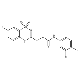 N-(3-chloro-4-methylphenyl)-2-((7-fluoro-1,1-dioxido-4H-benzo[e][1,2,4]thiadiazin-3-yl)thio)acetamide Structure