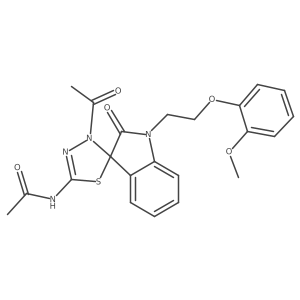 N-[4-acetyl-1'-[2-(2-methoxyphenoxy)ethyl]-2'-oxospiro[1,3,4-thiadiazole-5,3'-indole]-2-yl]acetamide结构式