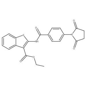 Ethyl 2-[4-(2,5-dioxopyrrolidin-1-yl)benzamido]-1-benzothiophene-3-carboxylate结构式