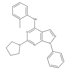 N-(2-methylphenyl)-1-phenyl-6-(pyrrolidin-1-yl)-1H-pyrazolo[3,4-d]pyrimidin-4-amine结构式