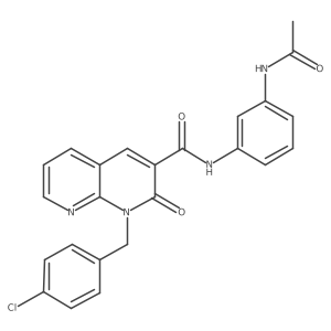 N-(3-acetamidophenyl)-1-(4-chlorobenzyl)-2-oxo-1,2-dihydro-1,8-naphthyridine-3-carboxamide结构式