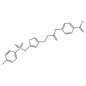 4-{3-[2-(4-Fluorobenzenesulfonamido)-1,3-thiazol-4-yl]propanamido}benzamide Structure