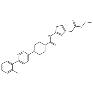Ethyl 2-(2-(1-(6-(o-tolyl)pyridazin-3-yl)piperidine-4-carboxamido)thiazol-4-yl)acetate Structure
