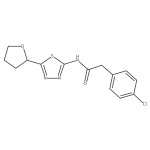 2-(4-chlorophenyl)-N-[(2E)-5-(tetrahydrofuran-2-yl)-1,3,4-thiadiazol-2(3H)-ylidene]acetamide结构式