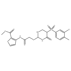 Methyl 3-[[2-[[5-(3-chloro-4-methylphenyl)sulfonyl-4-oxo-1,3-diazinan-2-yl]sulfanyl]acetyl]amino]thiophene-2-carboxylate结构式