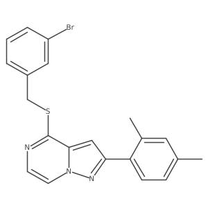 4-[(3-Bromobenzyl)thio]-2-(2,4-dimethylphenyl)pyrazolo[1,5-a]pyrazine结构式