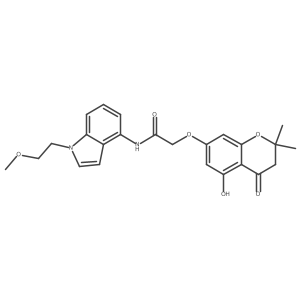 2-[(5-hydroxy-2,2-dimethyl-4-oxo-3,4-dihydro-2H-chromen-7-yl)oxy]-N-[1-(2-methoxyethyl)-1H-indol-4-yl]acetamide Structure