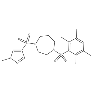 1-((1-methyl-1H-pyrazol-4-yl)sulfonyl)-4-((2,3,5,6-tetramethylphenyl)sulfonyl)-1,4-diazepane Structure