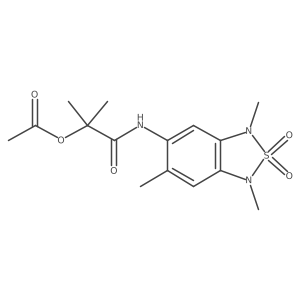 2-Methyl-1-oxo-1-((1,3,6-trimethyl-2,2-dioxido-1,3-dihydrobenzo[c][1,2,5]thiadiazol-5-yl)amino)propan-2-yl acetate结构式