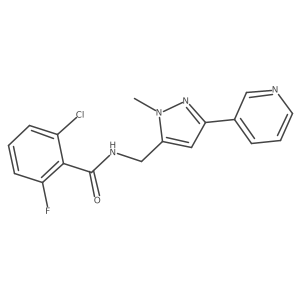 2-chloro-6-fluoro-N-((1-methyl-3-(pyridin-3-yl)-1H-pyrazol-5-yl)methyl)benzamide结构式