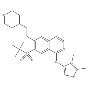 6-[(1,1-Dimethylethyl)sulfonyl]-N-(4,5-dimethyl-1H-pyrazol-3-yl)-7-(4-piperidinylmethoxy)-4-quinazolinamine结构式