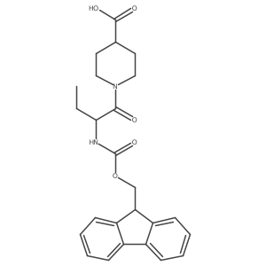1-[(2R)-2-({[(9H-fluoren-9-yl)methoxy]carbonyl}amino)butanoyl]piperidine-4-carboxylic acid Structure