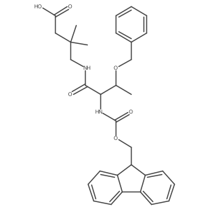 4-[3-(benzyloxy)-2-({[(9H-fluoren-9-yl)methoxy]carbonyl}amino)butanamido]-3,3-dimethylbutanoic acid结构式