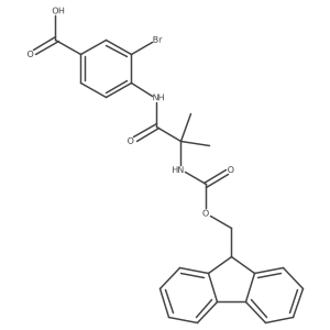 3-bromo-4-[2-({[(9H-fluoren-9-yl)methoxy]carbonyl}amino)-2-methylpropanamido]benzoic acid结构式