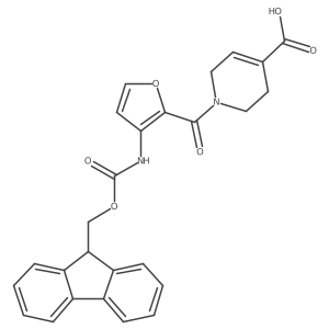 1-[3-({[(9H-fluoren-9-yl)methoxy]carbonyl}amino)furan-2-carbonyl]-1,2,3,6-tetrahydropyridine-4-carboxylic acid结构式
