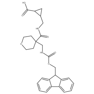 2-[({4-[({[(9H-fluoren-9-yl)methoxy]carbonyl}amino)methyl]oxan-4-yl}formamido)methyl]cyclopropane-1-carboxylic acid Structure