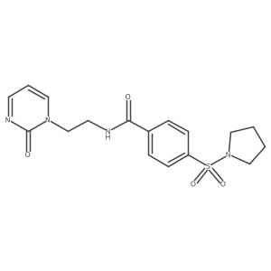 N-(2-(2-oxopyrimidin-1(2H)-yl)ethyl)-4-(pyrrolidin-1-ylsulfonyl)benzamide结构式