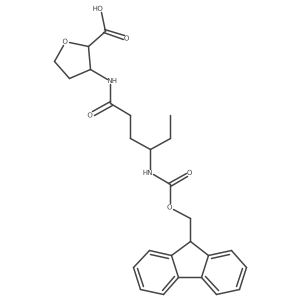 rac-(2R,3S)-3-[4-({[(9H-fluoren-9-yl)methoxy]carbonyl}amino)hexanamido]oxolane-2-carboxylic acid Structure
