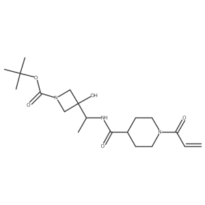 Tert-butyl 3-hydroxy-3-(1-{[1-(prop-2-enoyl)piperidin-4-yl]formamido}ethyl)azetidine-1-carboxylate Structure