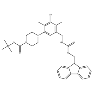 tert-butyl 4-{5-[({[(9H-fluoren-9-yl)methoxy]carbonyl}amino)methyl]-2,4-dimethyl-3-sulfanylphenyl}piperazine-1-carboxylate结构式