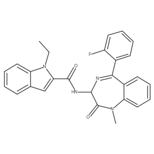 1-ethyl-N-[5-(2-fluorophenyl)-1-methyl-2-oxo-2,3-dihydro-1H-1,4-benzodiazepin-3-yl]-1H-indole-2-carboxamide结构式