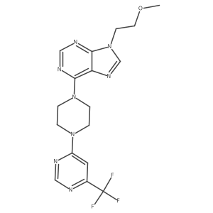 9-(2-methoxyethyl)-6-{4-[6-(trifluoromethyl)pyrimidin-4-yl]piperazin-1-yl}-9H-purine Structure