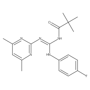 N-{(Z)-[(4,6-dimethylpyrimidin-2-yl)amino][(4-fluorophenyl)amino]methylidene}-2,2-dimethylpropanamide结构式