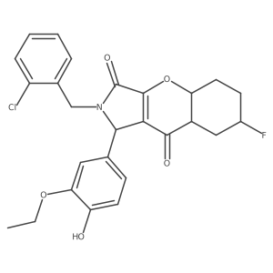 2-[(2-chlorophenyl)methyl]-1-(3-ethoxy-4-hydroxyphenyl)-7-fluoro-4a,5,6,7,8,8a-hexahydro-1H-chromeno[2,3-c]pyrrole-3,9-dione结构式